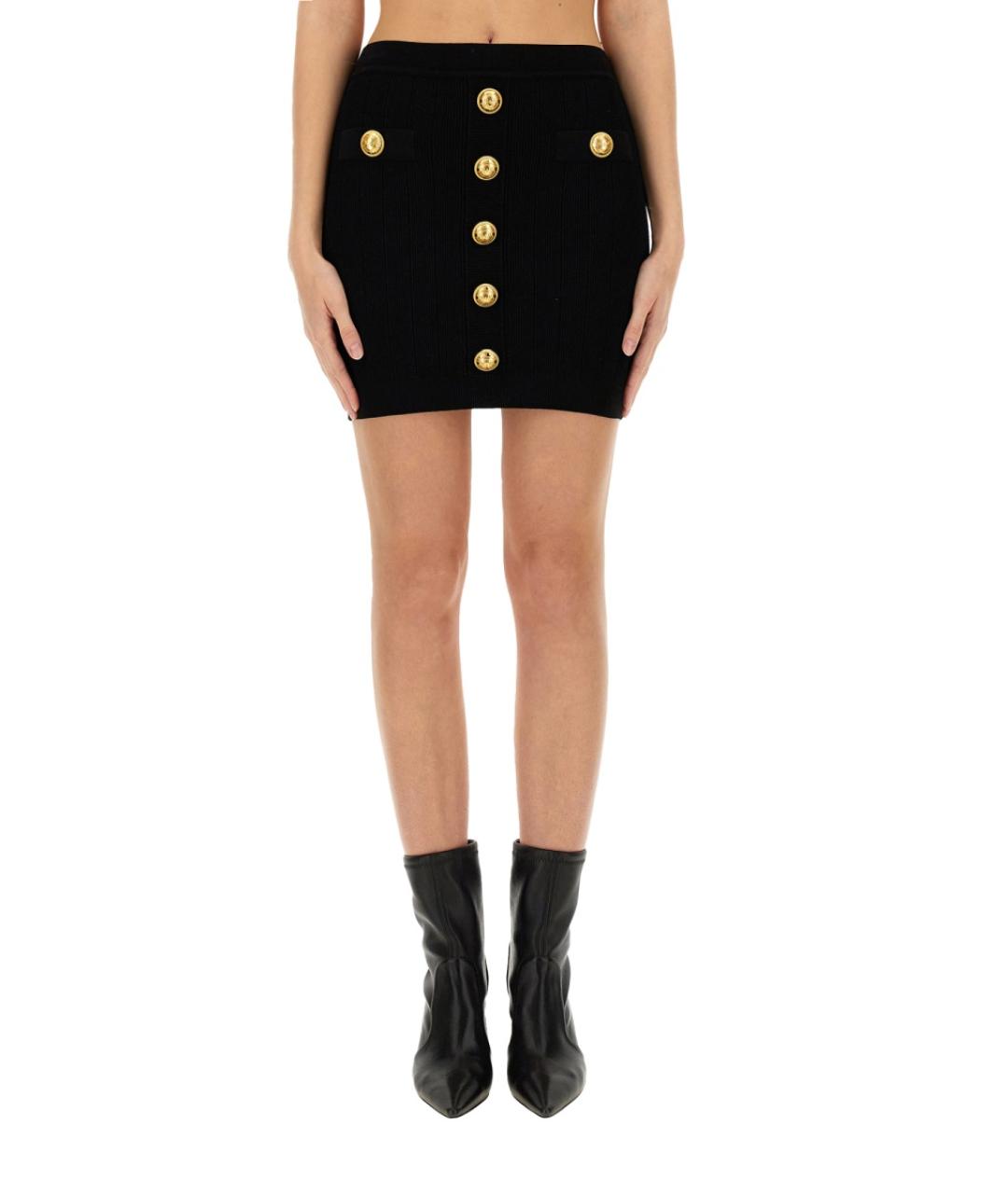 BALMAIN Черная вискозная юбка мини, фото 5