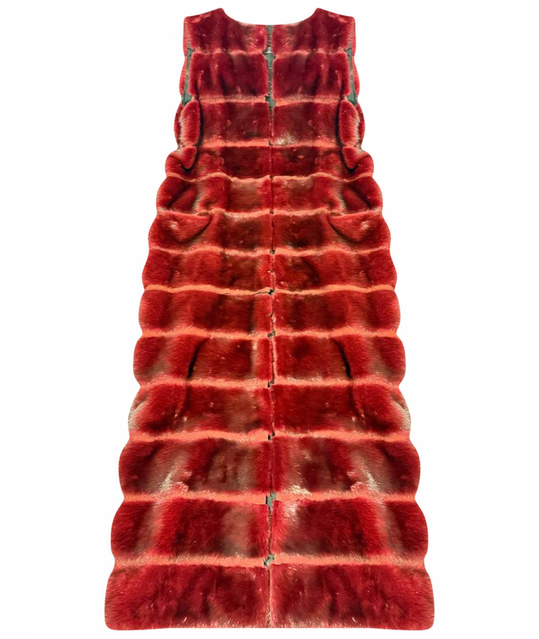 SIMONETTA RAVIZZA Бордовый меховой жилет, фото 1