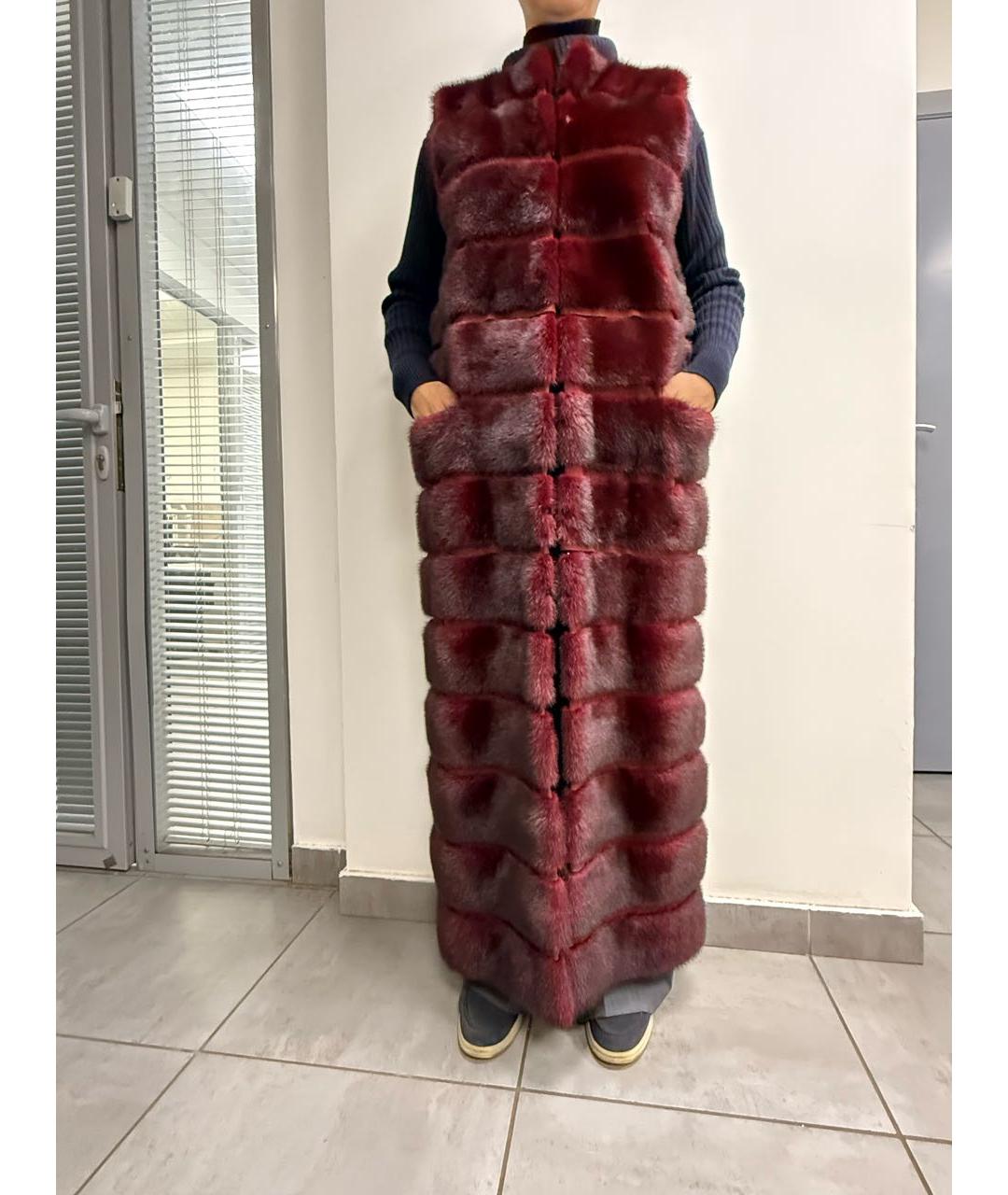 SIMONETTA RAVIZZA Бордовый меховой жилет, фото 2