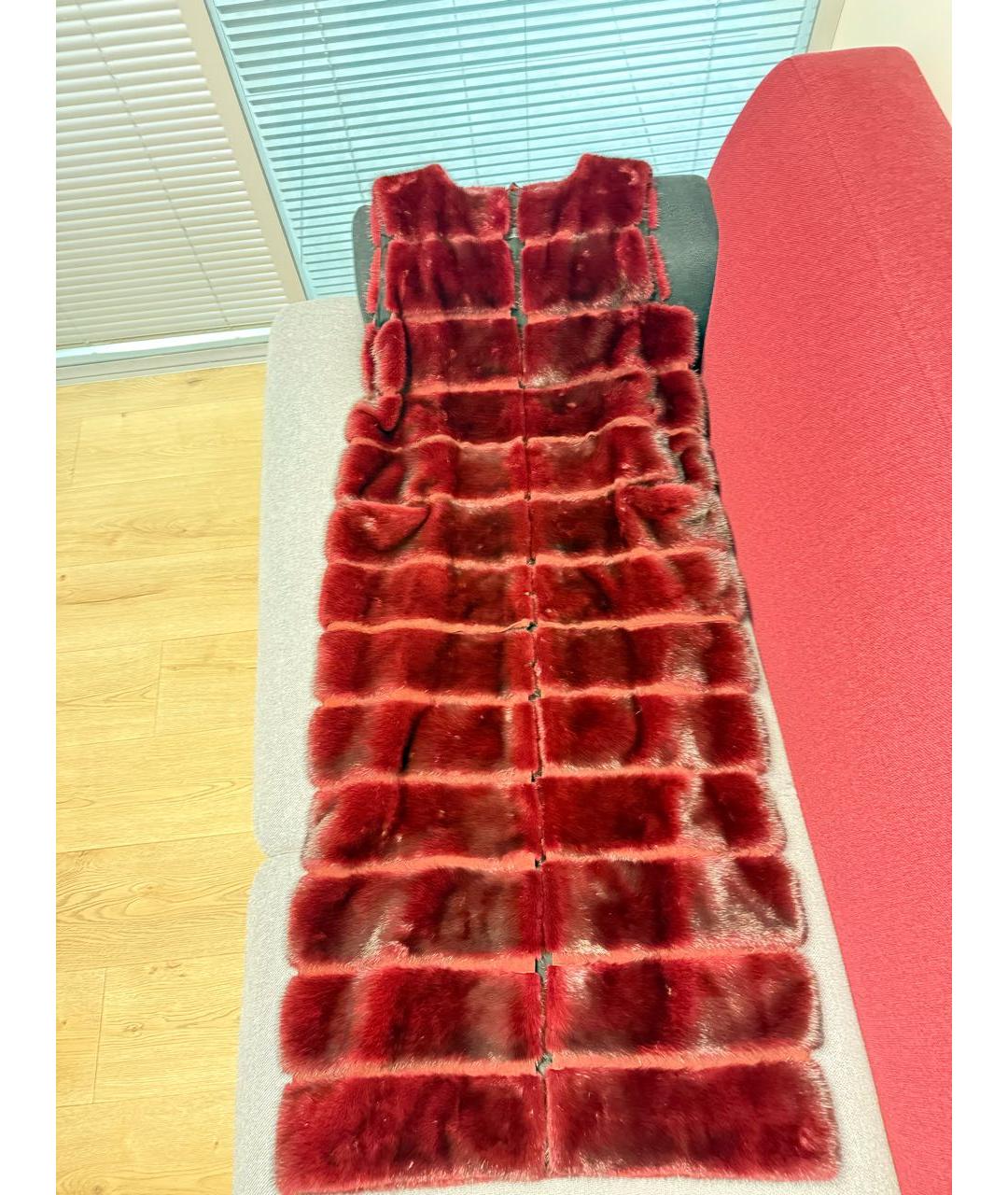 SIMONETTA RAVIZZA Бордовый меховой жилет, фото 9