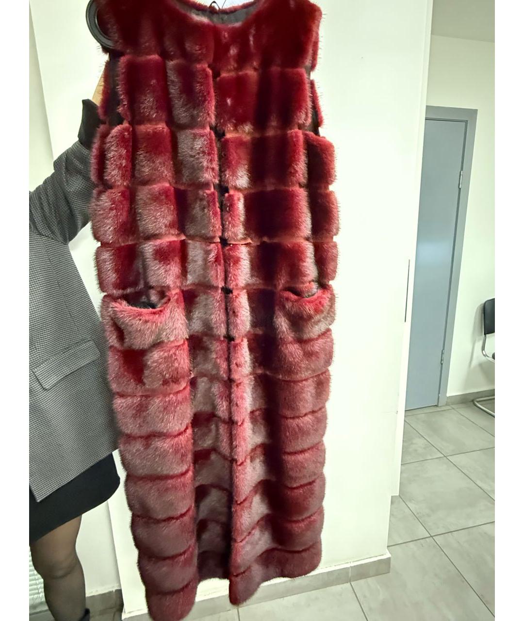 SIMONETTA RAVIZZA Бордовый меховой жилет, фото 8