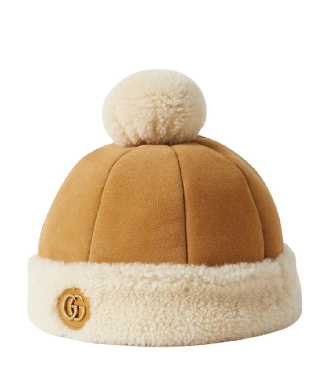 GUCCI Коричневая шерстяная шапка, фото 1