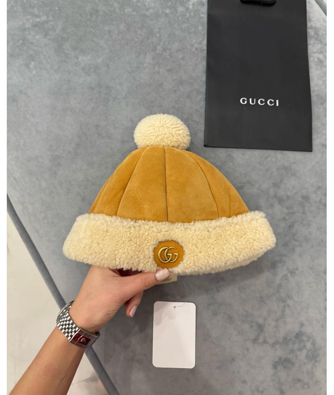 GUCCI Коричневая шерстяная шапка, фото 3