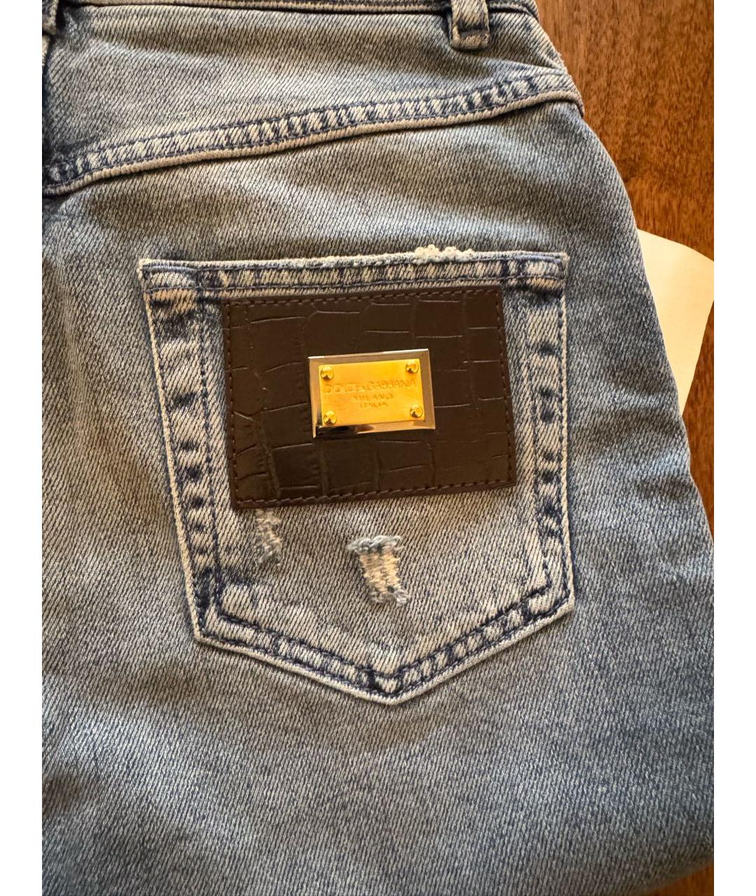 DOLCE&GABBANA Голубые хлопковые прямые джинсы, фото 3