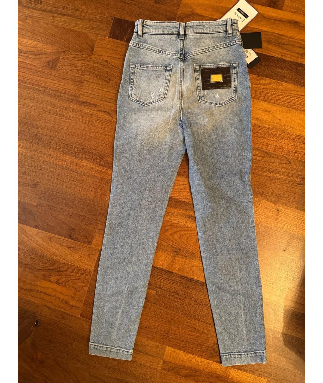 DOLCE&GABBANA Голубые хлопковые прямые джинсы, фото 2