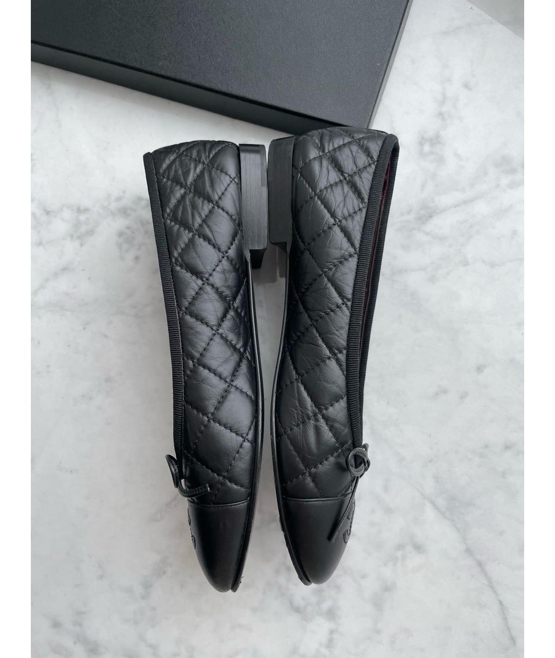 CHANEL Черные кожаные балетки, фото 8