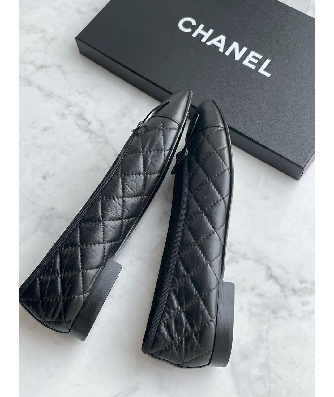 CHANEL Черные кожаные балетки, фото 3