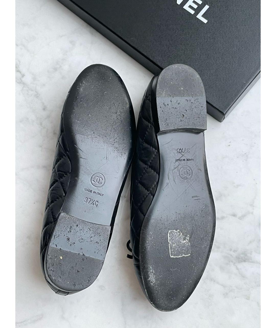 CHANEL Черные кожаные балетки, фото 6