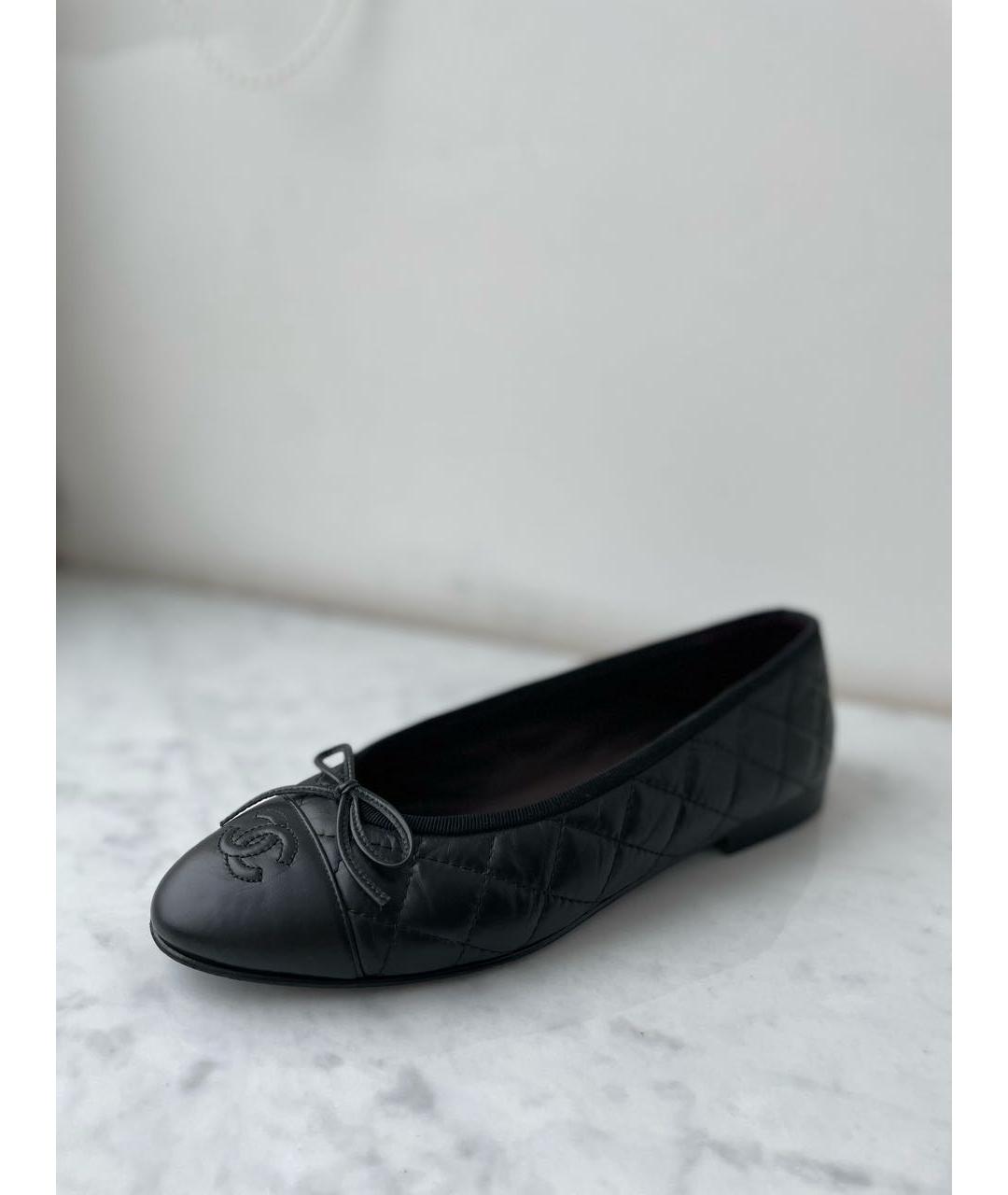 CHANEL Черные кожаные балетки, фото 9
