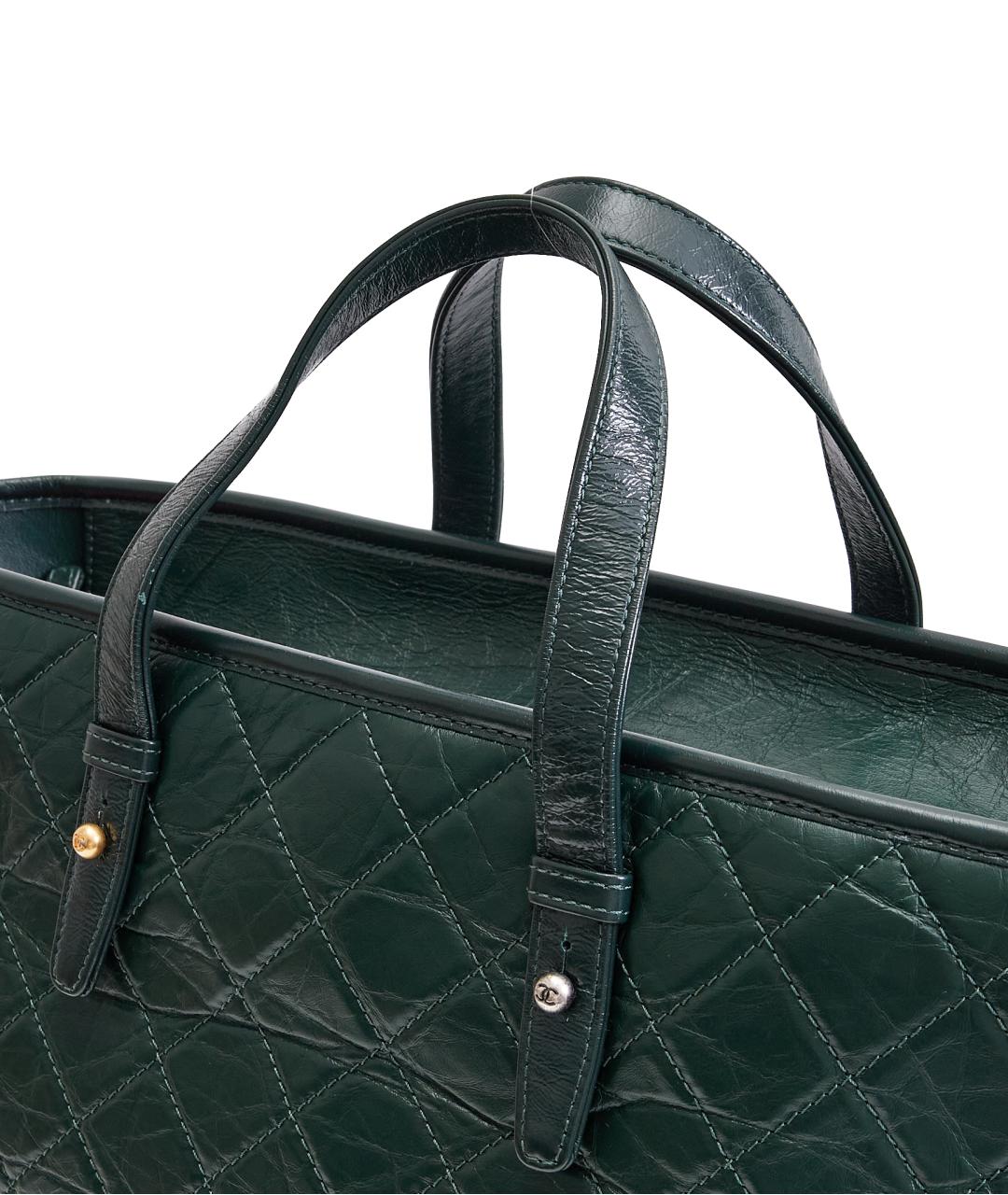 CHANEL Зеленая кожаная сумка тоут, фото 4