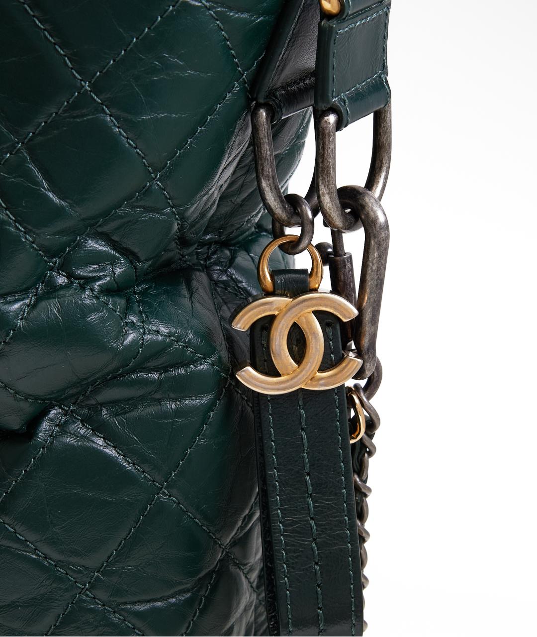 CHANEL Зеленая кожаная сумка тоут, фото 5