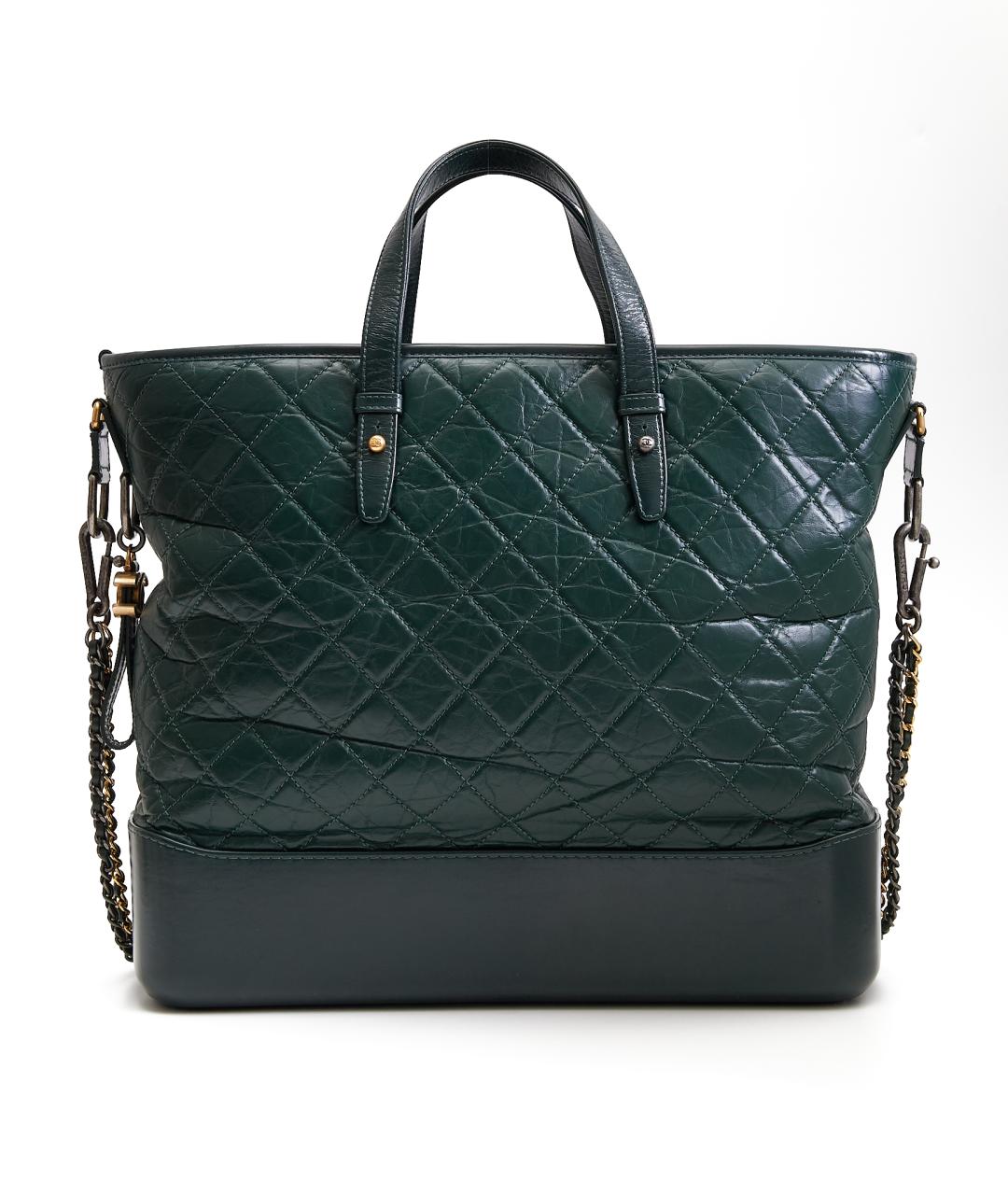 CHANEL Зеленая кожаная сумка тоут, фото 3