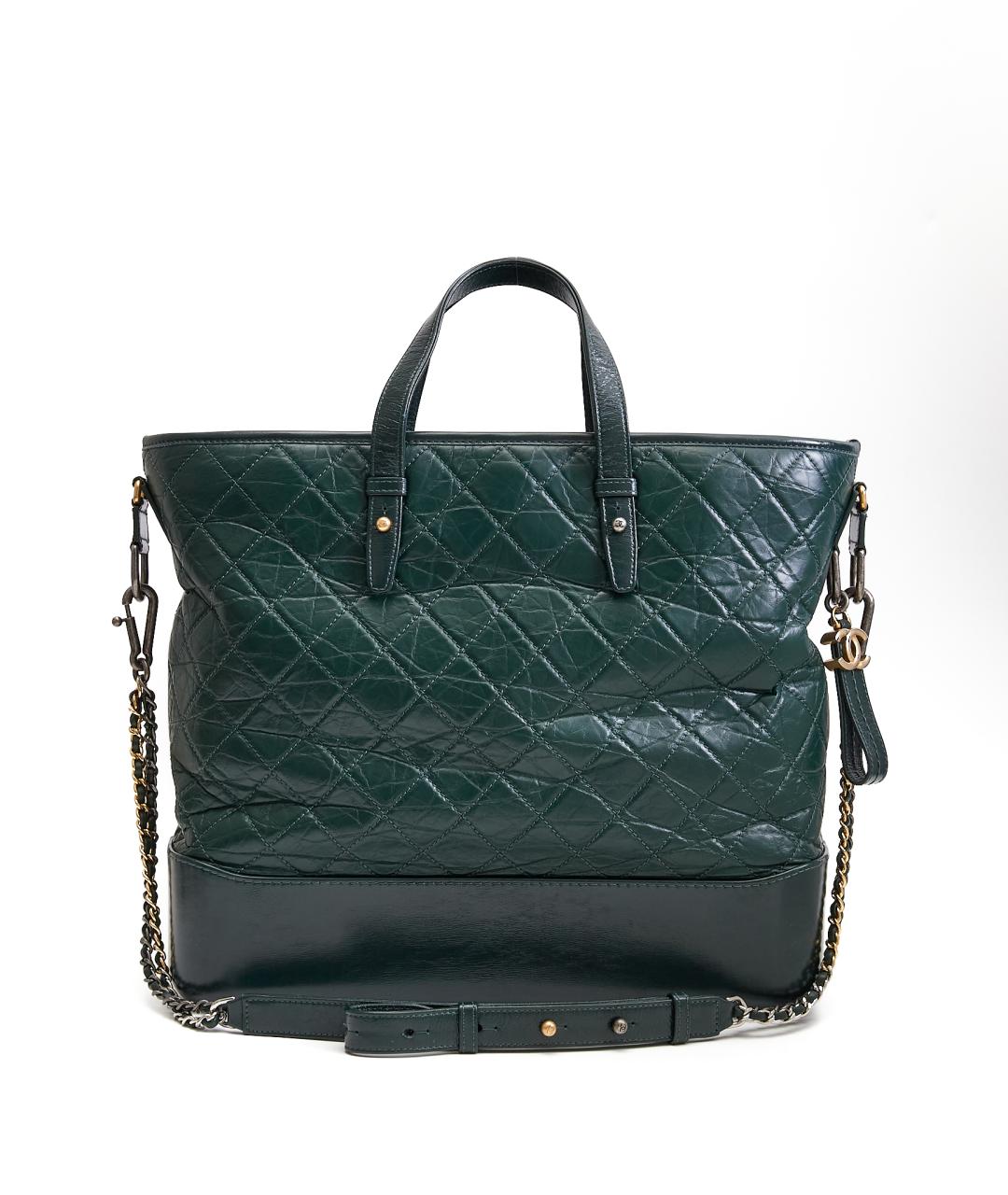 CHANEL Зеленая кожаная сумка тоут, фото 8