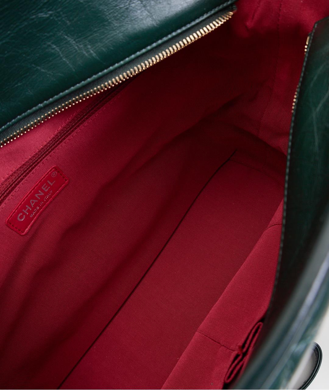 CHANEL Зеленая кожаная сумка тоут, фото 6