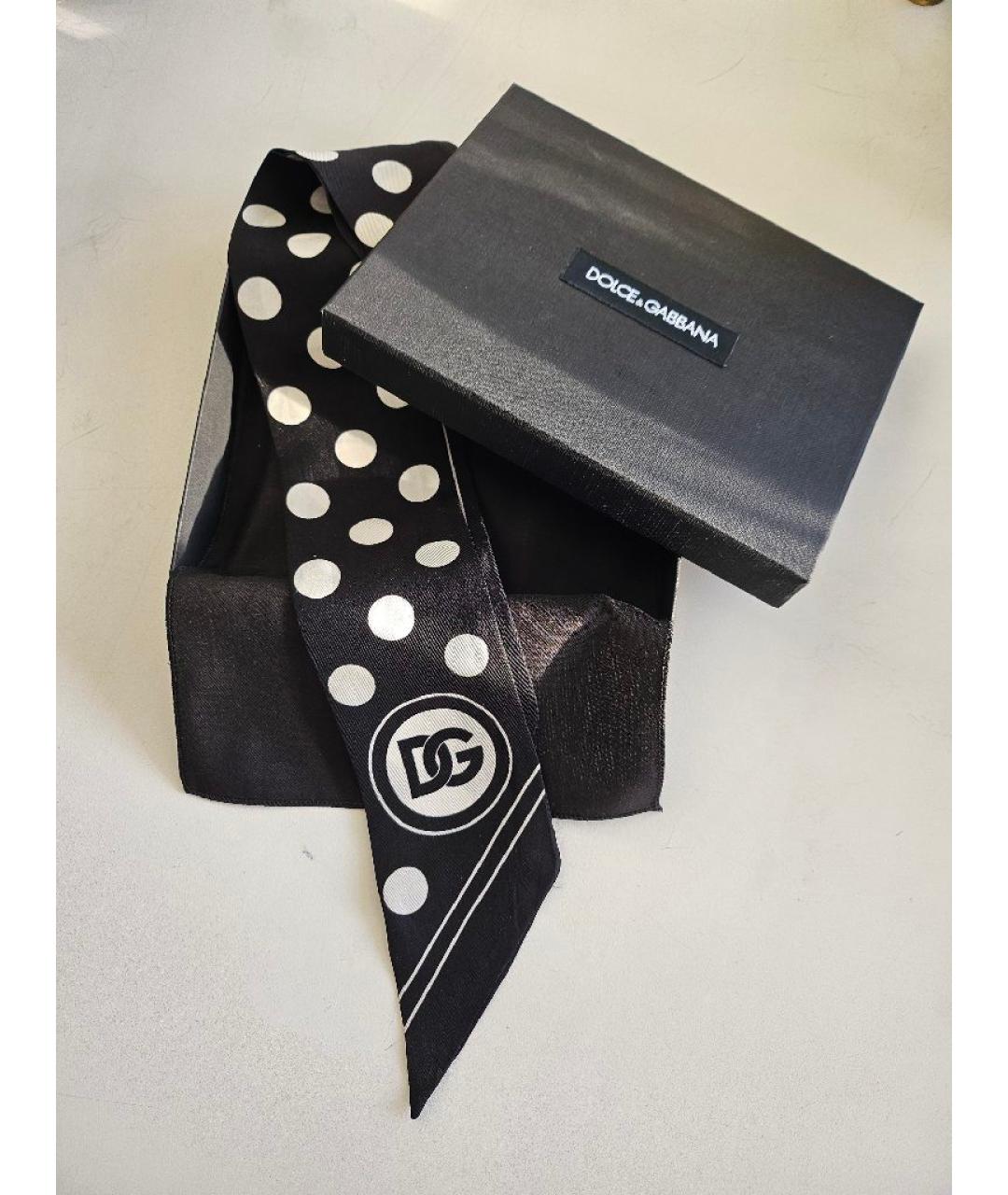 DOLCE&GABBANA Черный шелковый платок, фото 6