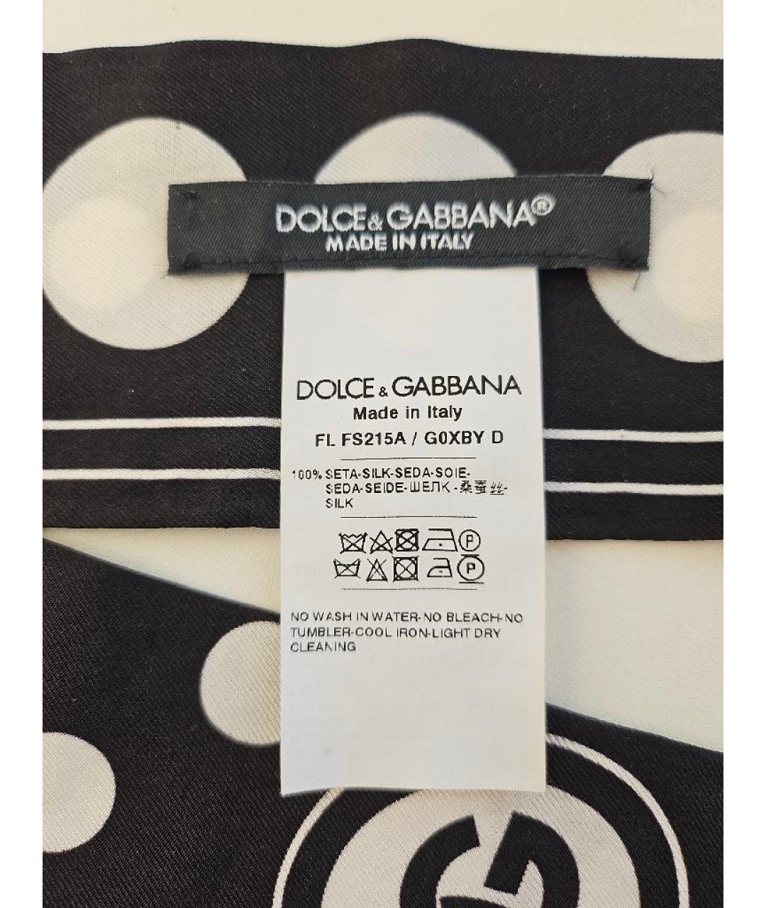 DOLCE&GABBANA Черный шелковый платок, фото 3