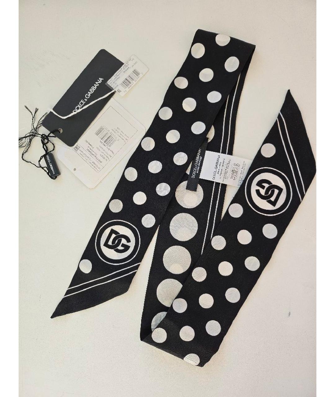 DOLCE&GABBANA Черный шелковый платок, фото 4