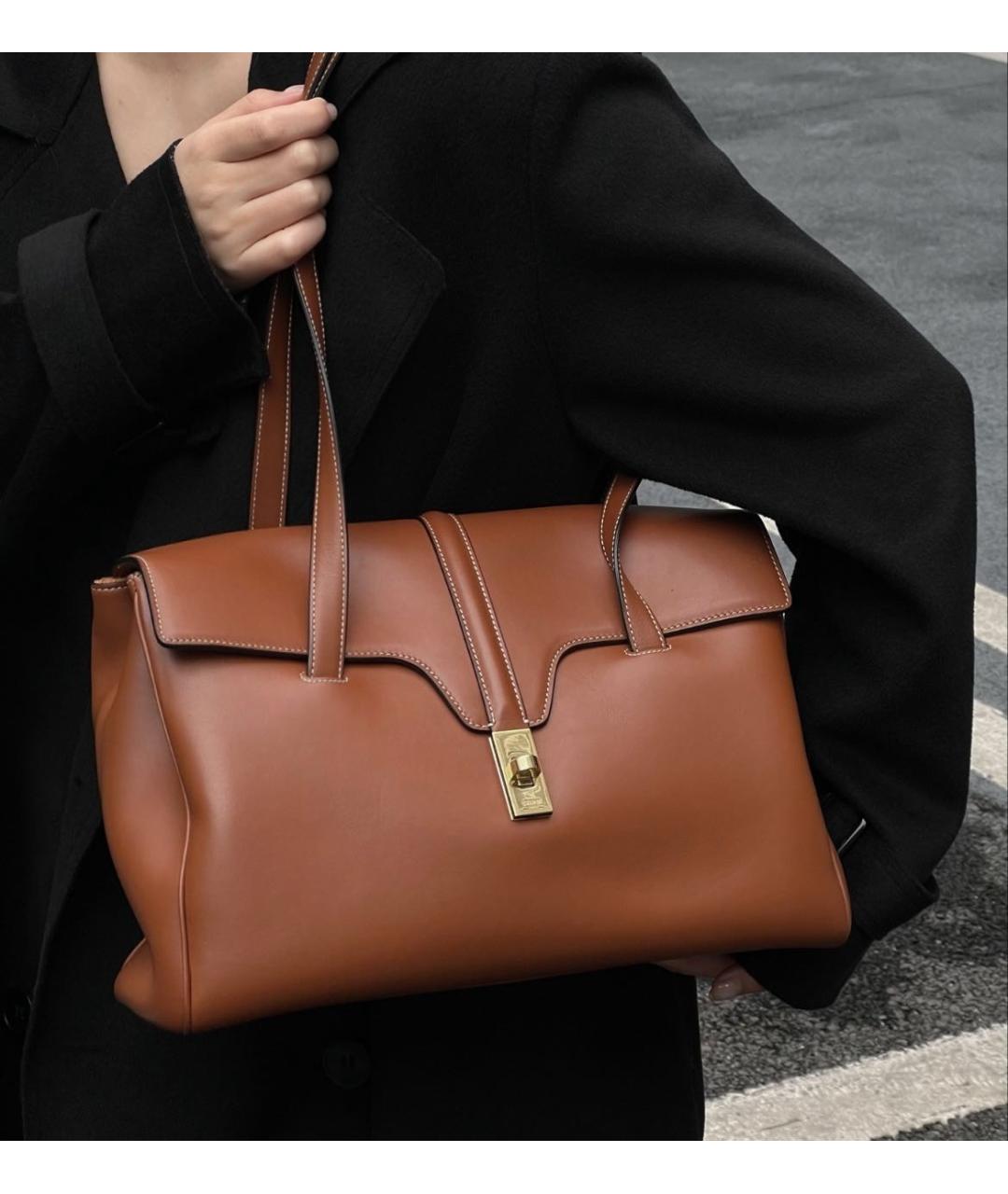 CELINE Коричневая кожаная сумка через плечо, фото 3