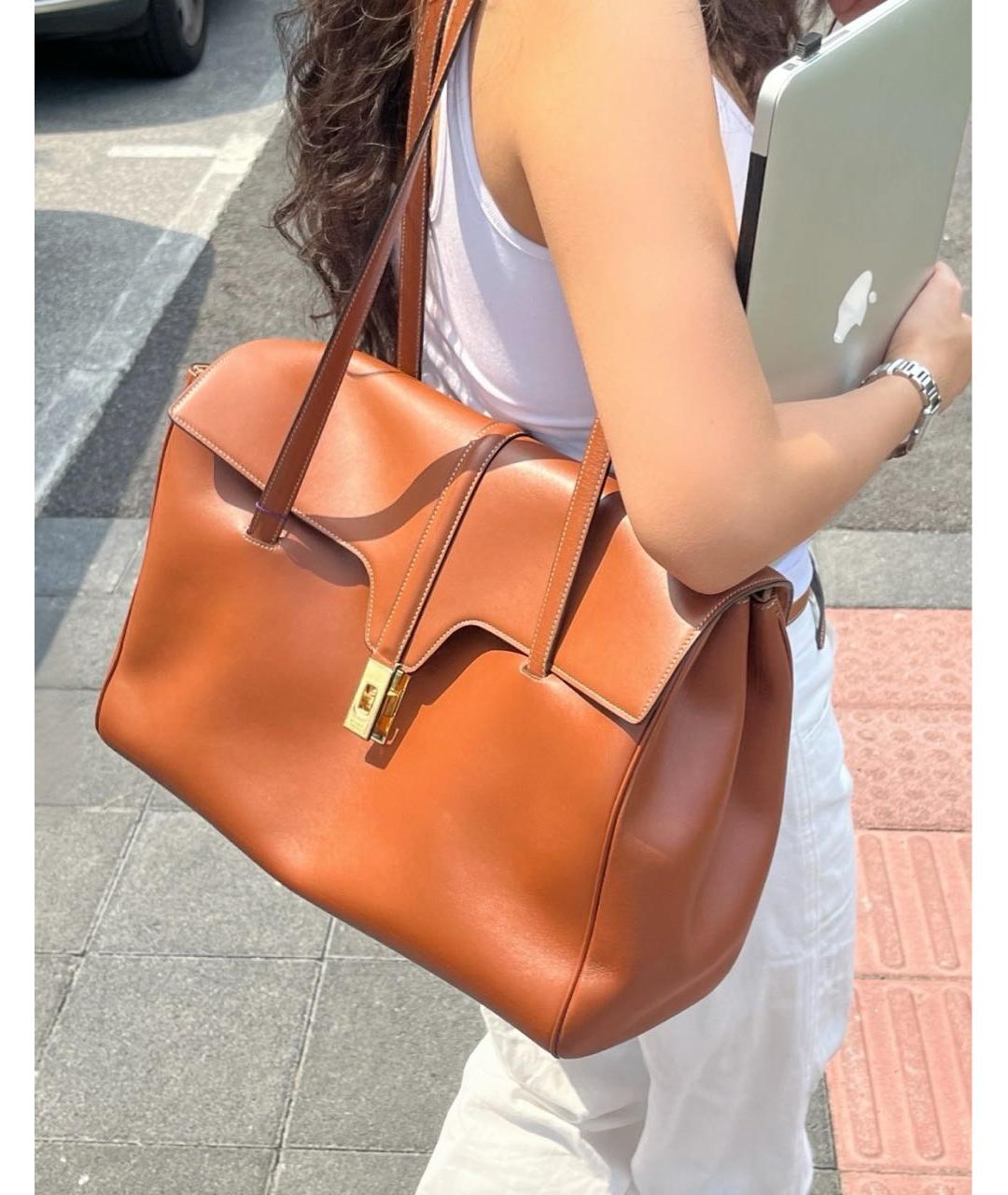 CELINE Коричневая кожаная сумка через плечо, фото 2