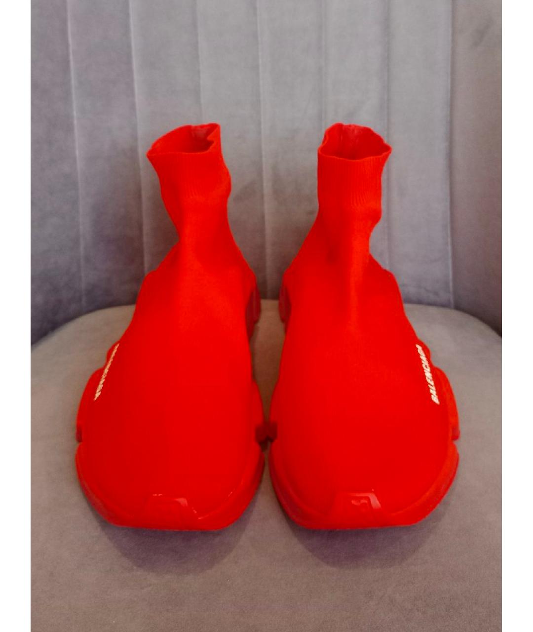 BALENCIAGA Красные неопреновые высокие кроссовки / кеды, фото 2