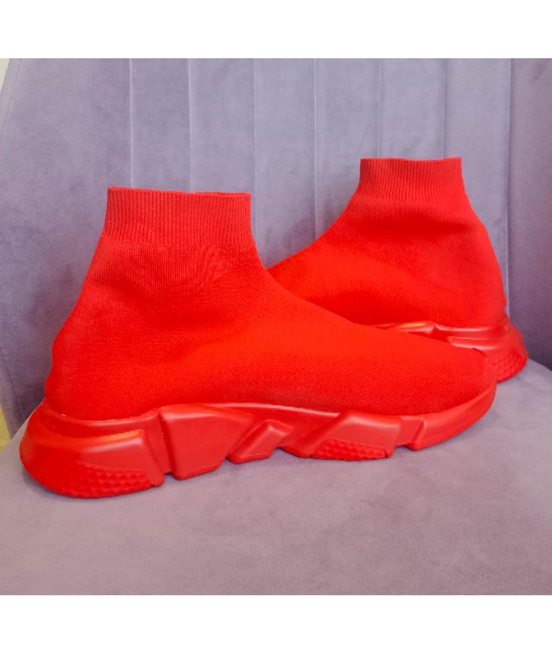 BALENCIAGA Красные неопреновые высокие кроссовки / кеды, фото 7