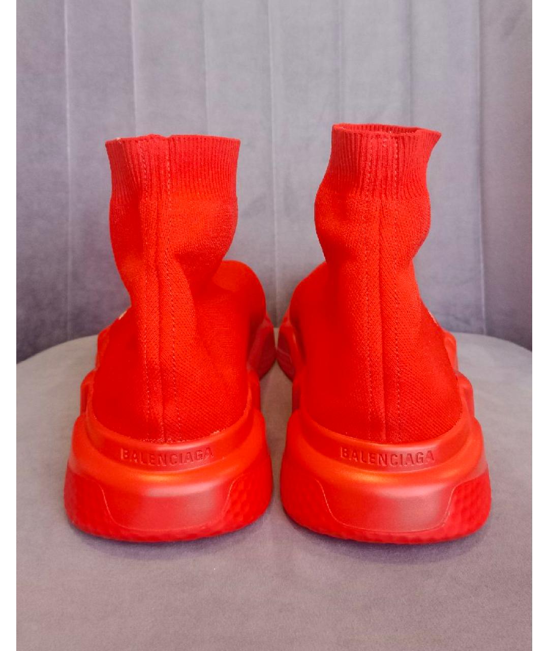 BALENCIAGA Красные неопреновые высокие кроссовки / кеды, фото 4