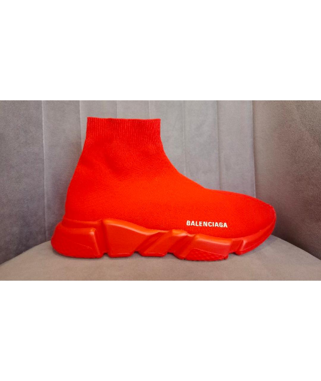BALENCIAGA Красные неопреновые высокие кроссовки / кеды, фото 10