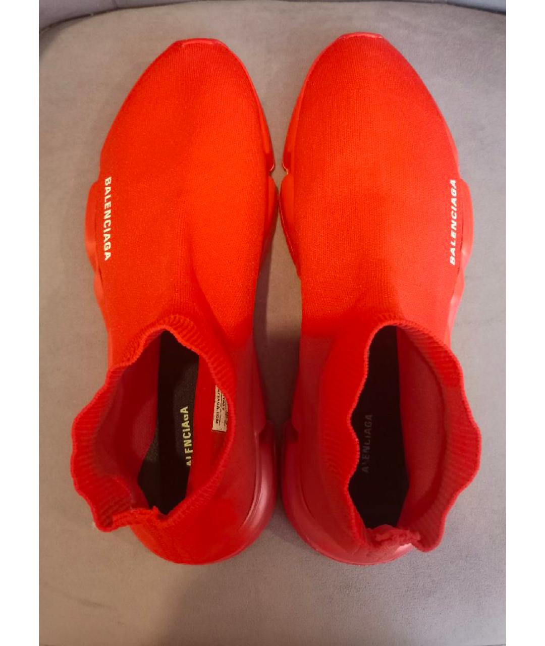 BALENCIAGA Красные неопреновые высокие кроссовки / кеды, фото 3
