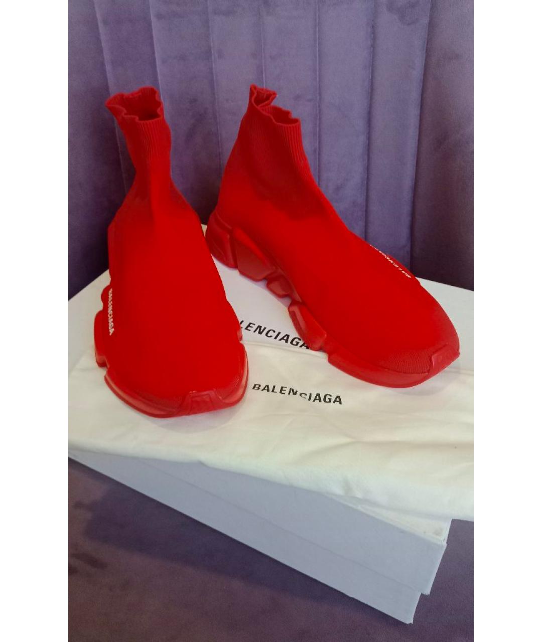 BALENCIAGA Красные неопреновые высокие кроссовки / кеды, фото 8