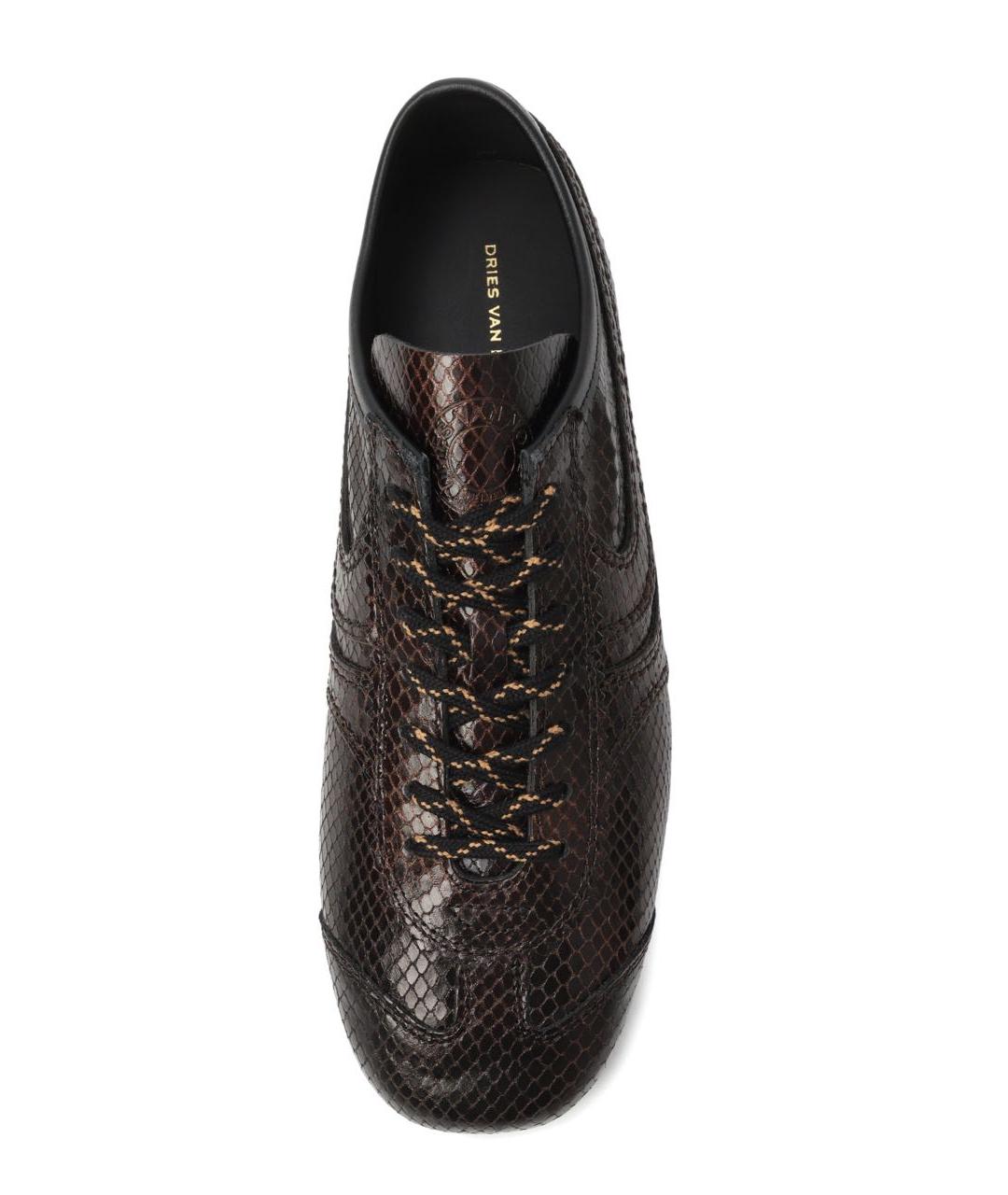 DRIES VAN NOTEN Коричневые кожаные кеды, фото 4