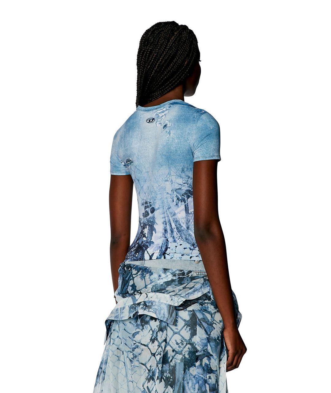 DIESEL Голубая полиамидовая футболка, фото 4