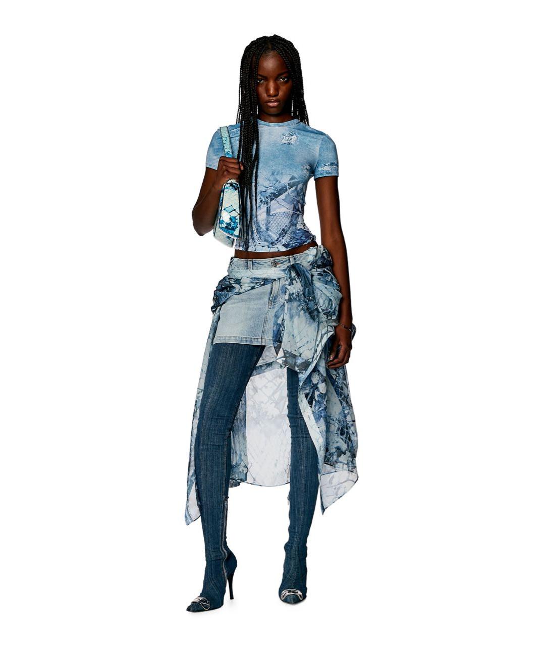 DIESEL Голубая полиамидовая футболка, фото 2