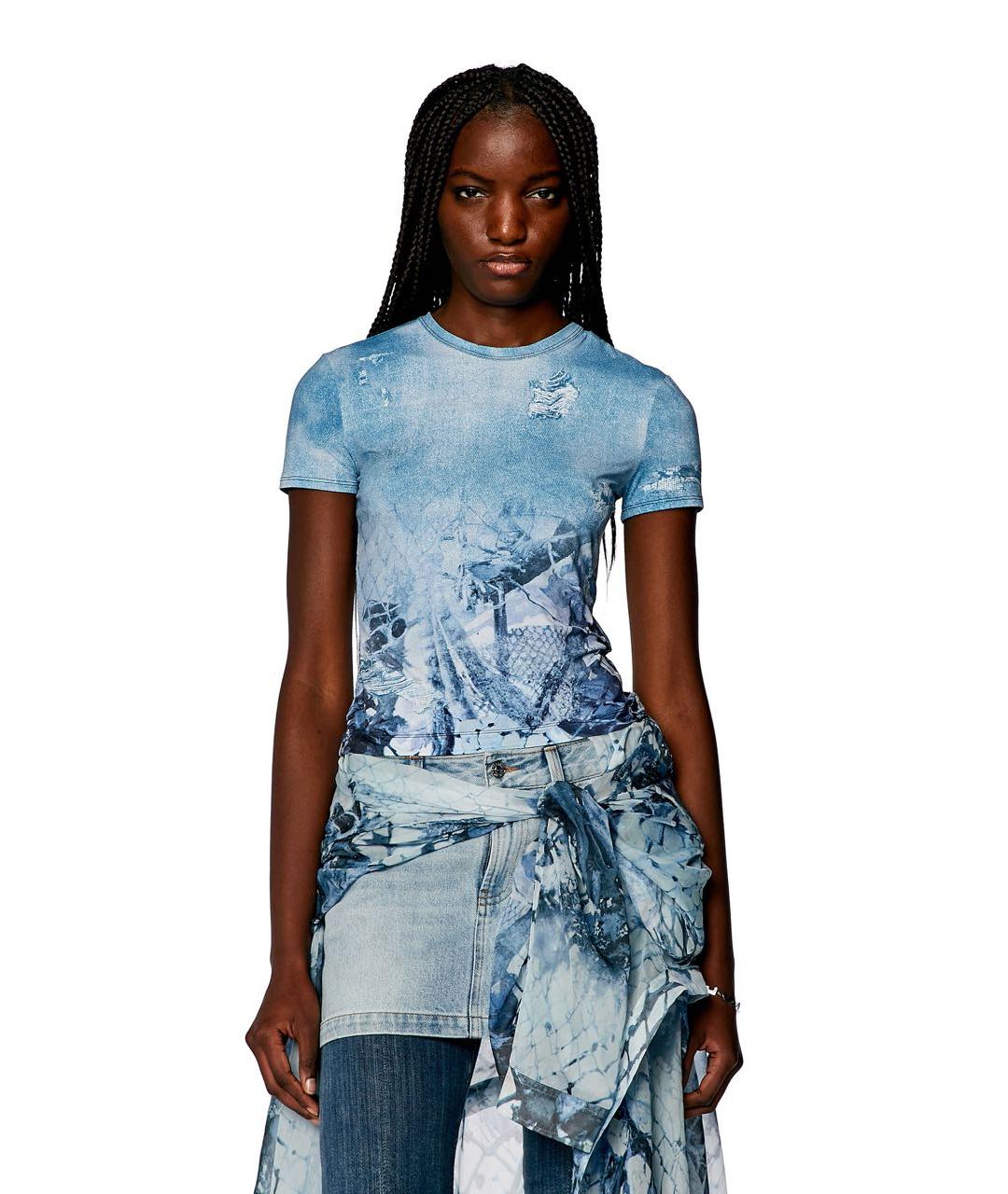 DIESEL Голубая полиамидовая футболка, фото 3