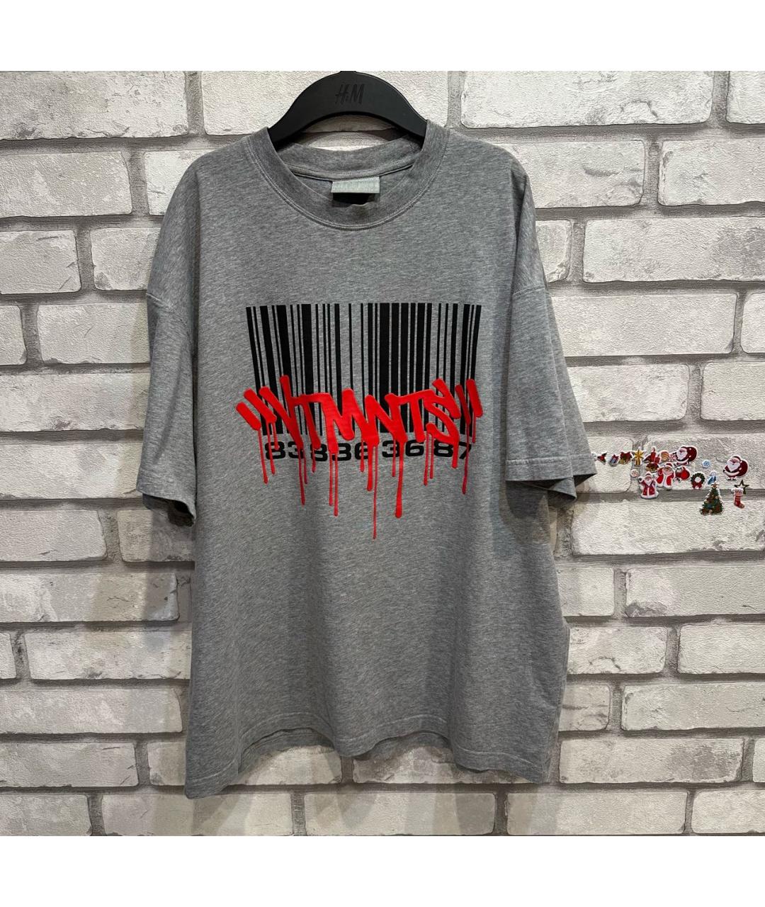 VETEMENTS Серая хлопковая футболка, фото 7