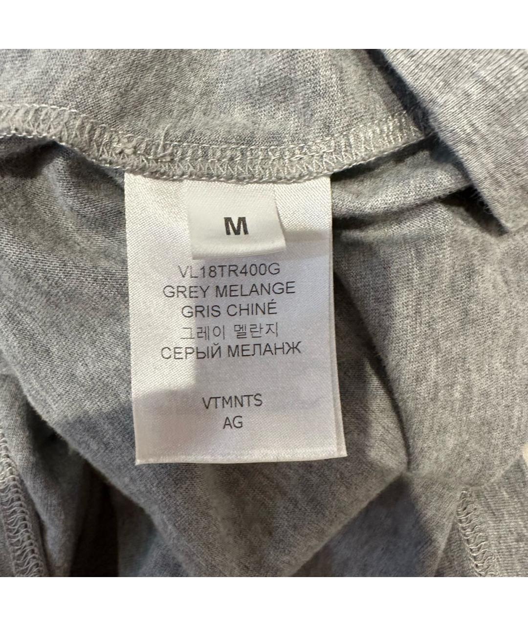 VETEMENTS Серая хлопковая футболка, фото 5