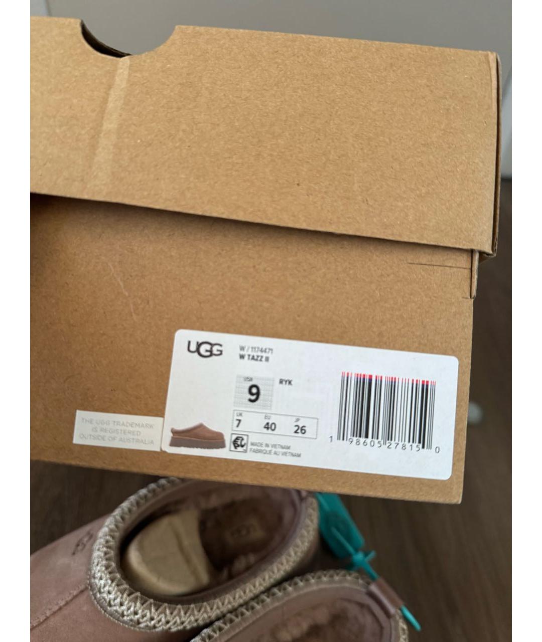 UGG Розовые кожаные сабо, фото 4