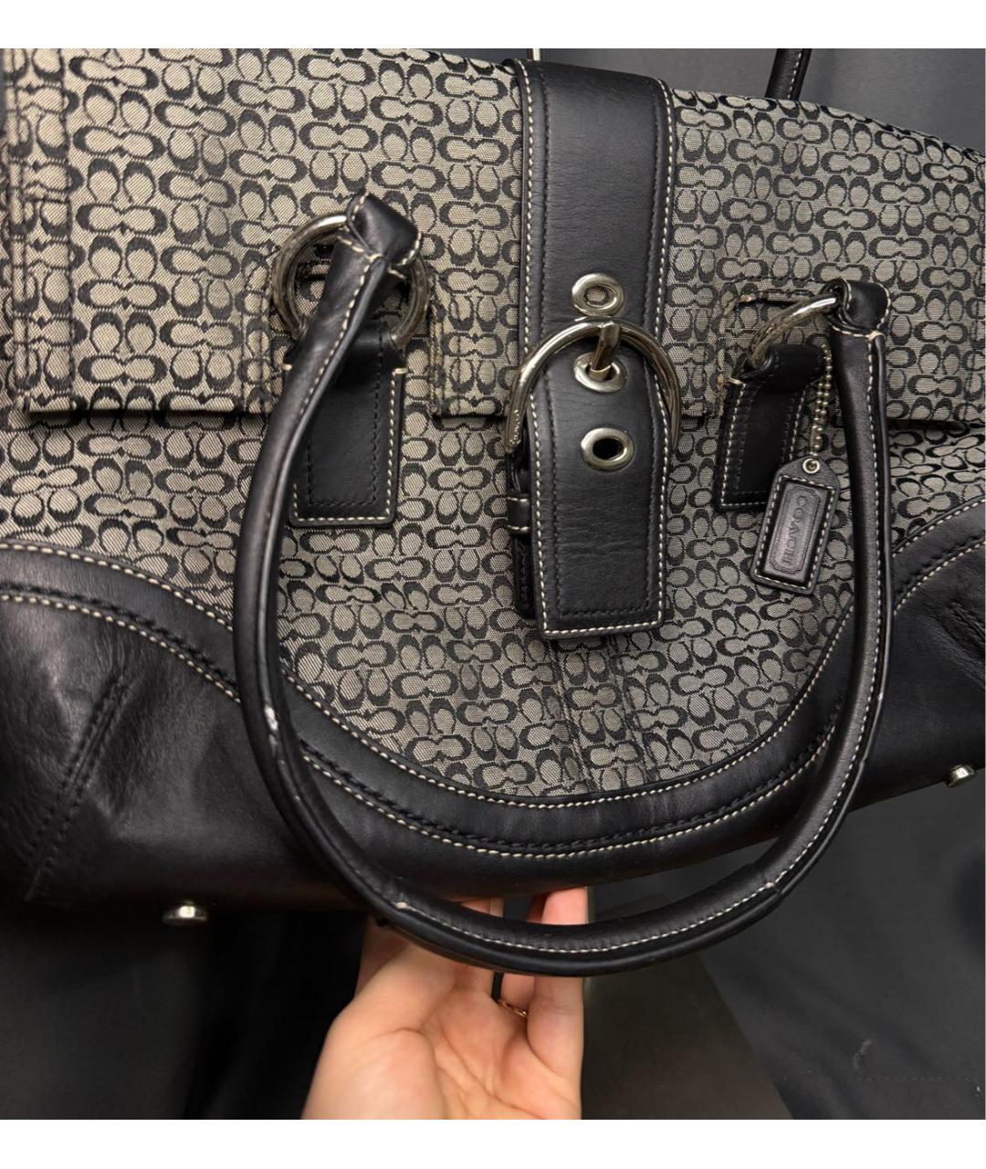 COACH Серая жаккардовая сумка тоут, фото 8