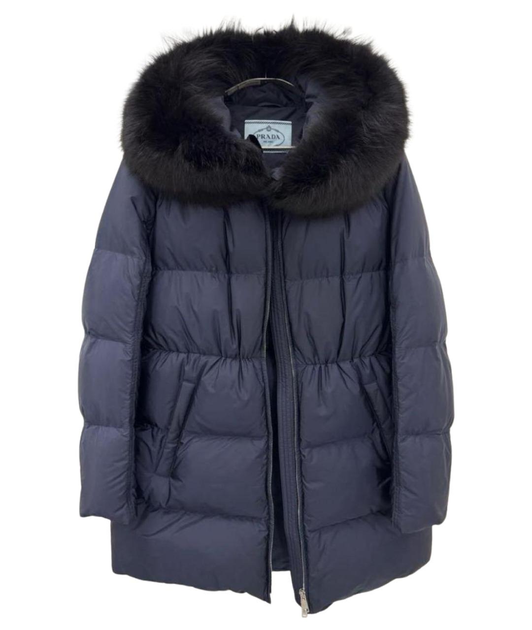 PRADA Темно-синий полиамидовый пуховик, фото 1