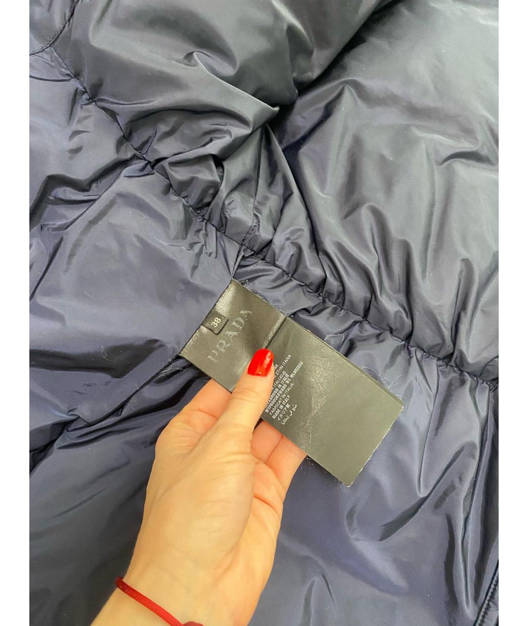 PRADA Темно-синий полиамидовый пуховик, фото 4