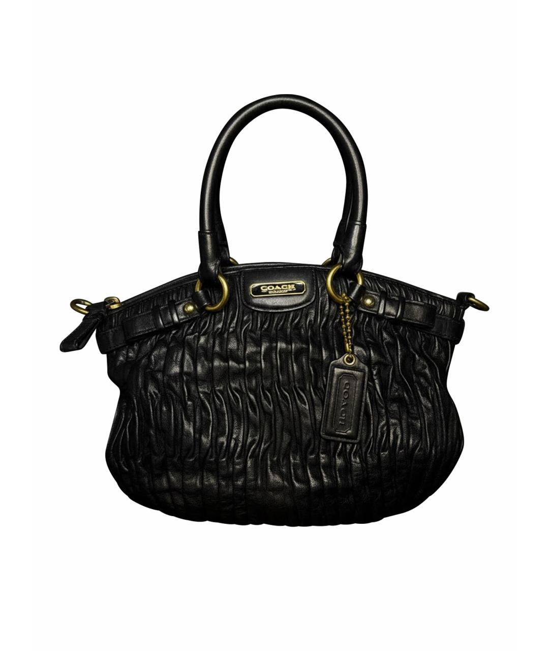 COACH Черная кожаная сумка с короткими ручками, фото 1