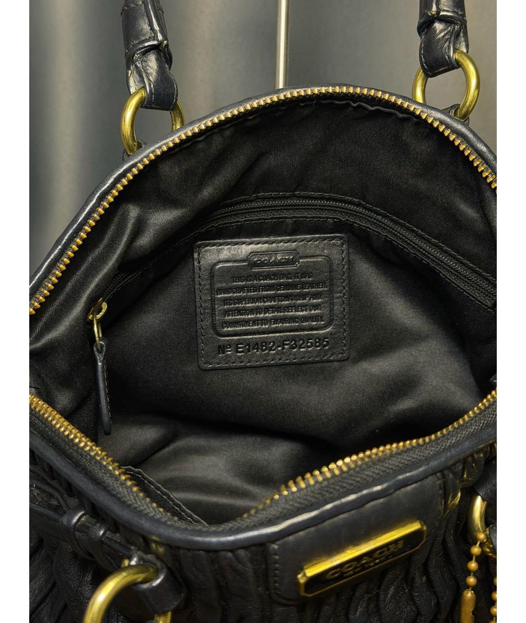 COACH Черная кожаная сумка с короткими ручками, фото 8