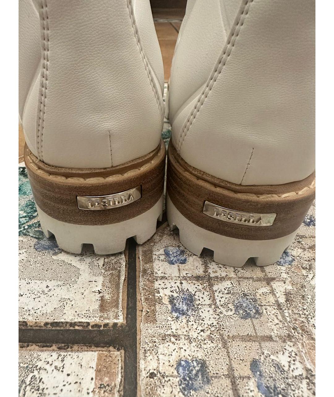 LE SILLA Белые кожаные ботинки, фото 4