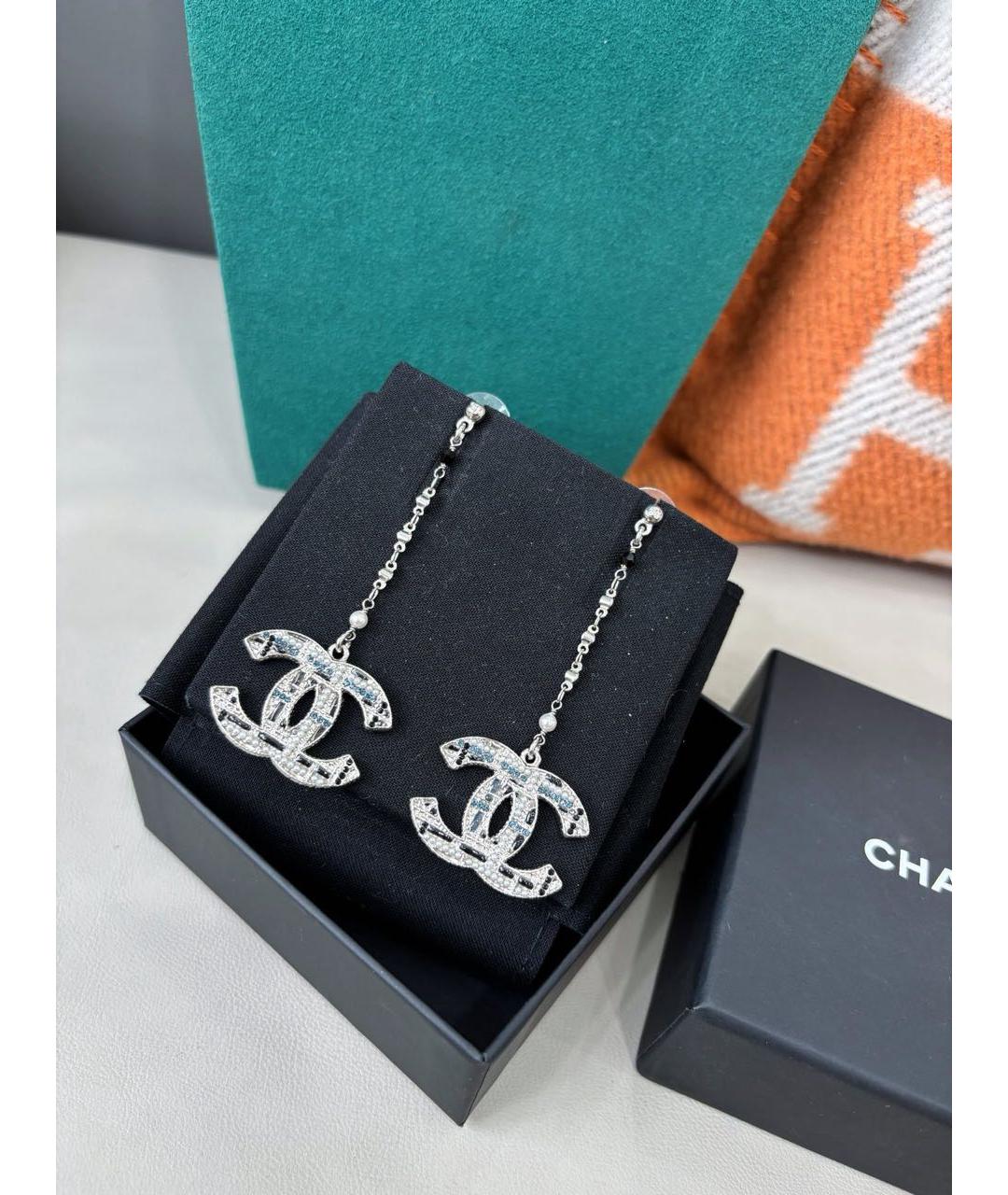 CHANEL Серебряные металлические серьги, фото 2