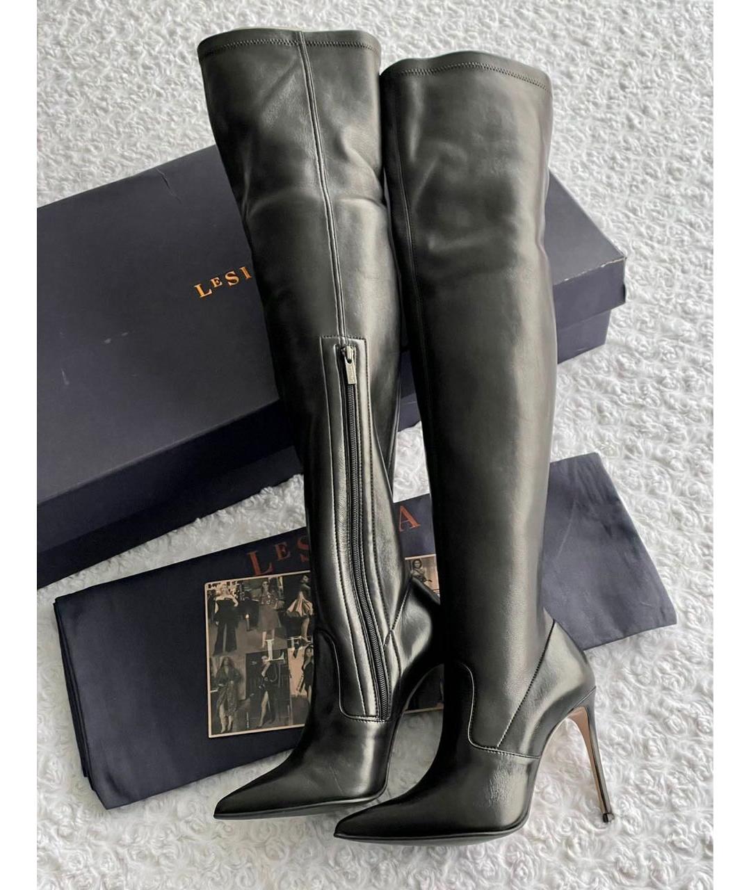 LE SILLA Черные кожаные ботфорты, фото 3