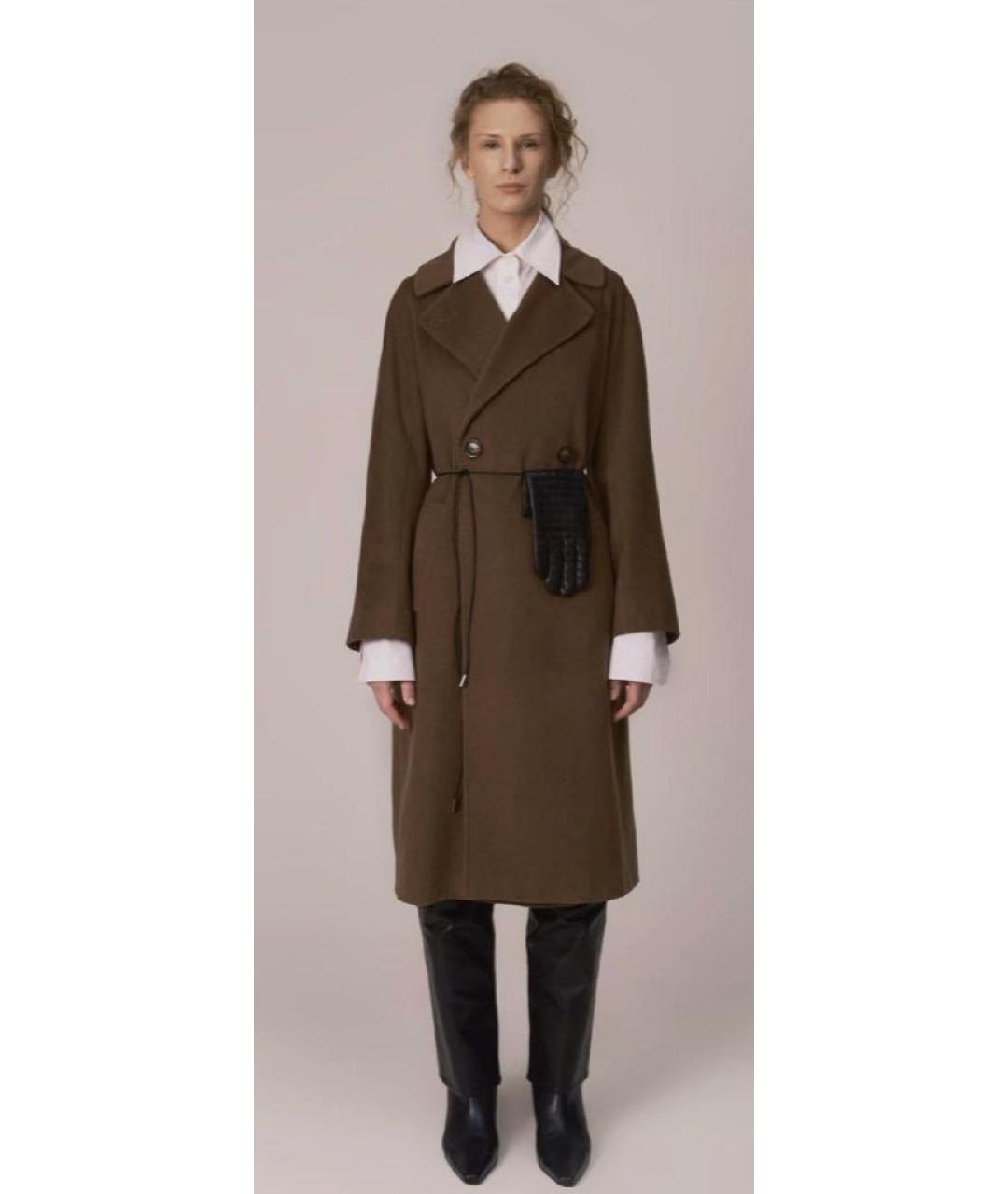 WEEKEND MAX MARA Коричневое шерстяное пальто, фото 7