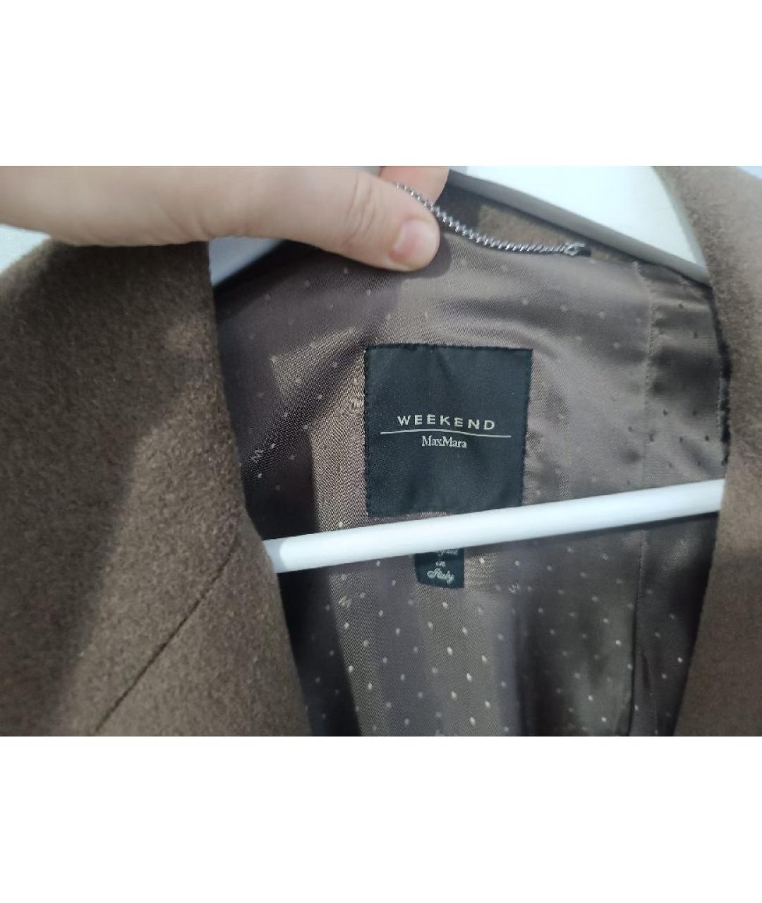 WEEKEND MAX MARA Коричневое шерстяное пальто, фото 3