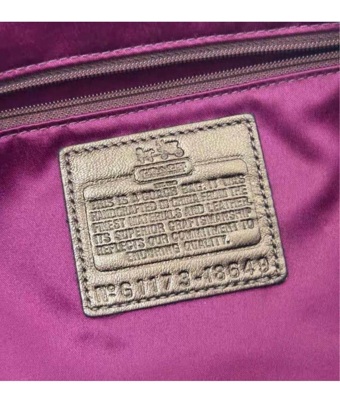 COACH Коричневая тканевая сумка с короткими ручками, фото 7