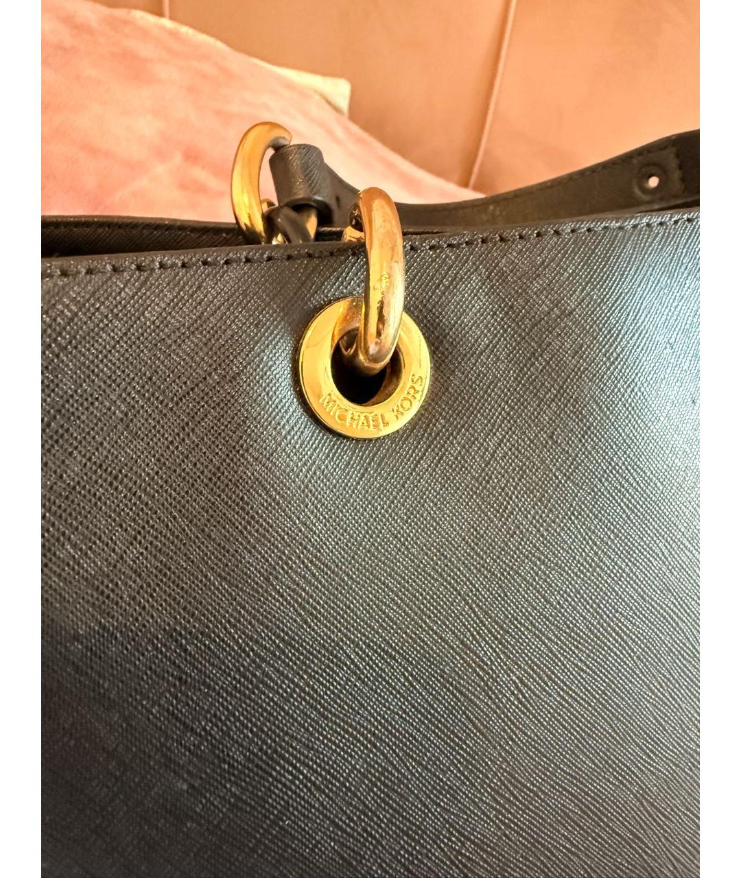 MICHAEL KORS Черная кожаная сумка с короткими ручками, фото 5