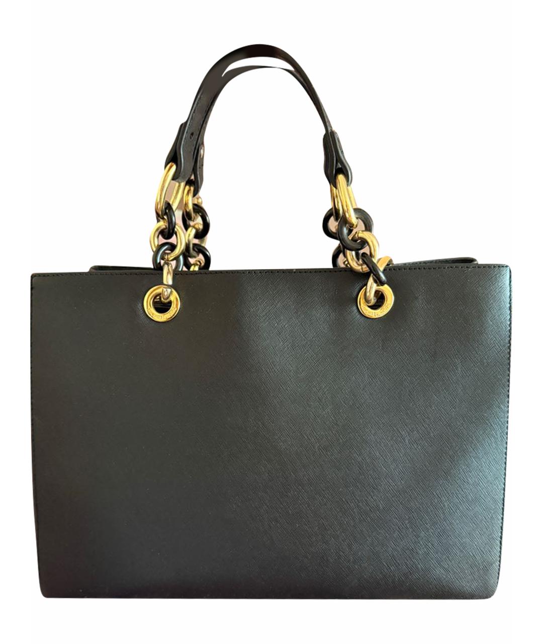 MICHAEL KORS Черная кожаная сумка с короткими ручками, фото 1