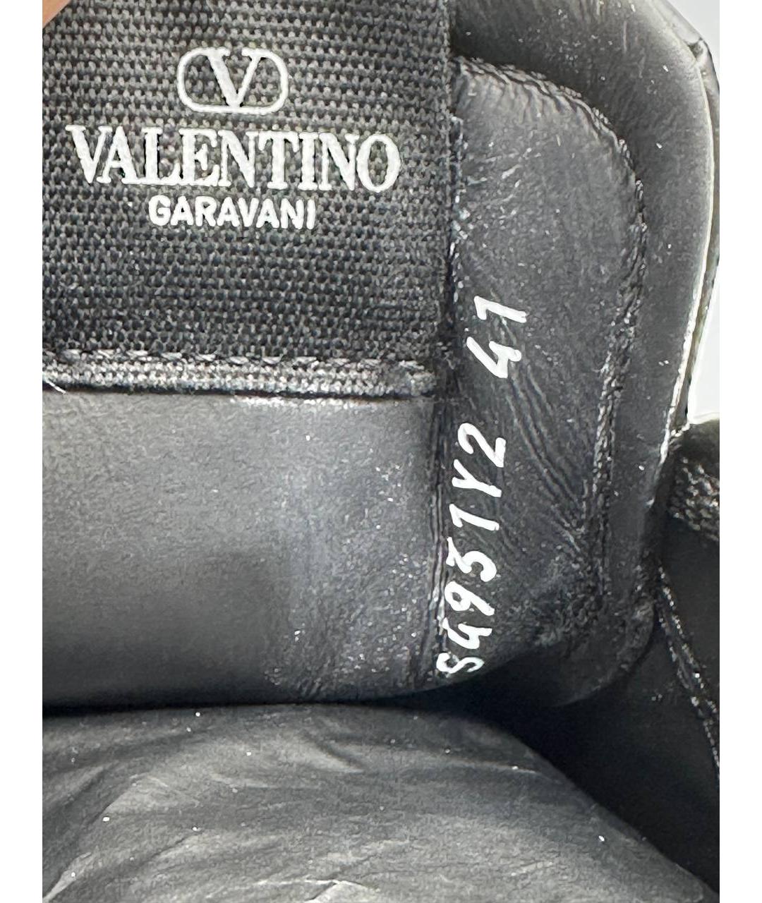 VALENTINO Черные кожаные низкие кроссовки / кеды, фото 6